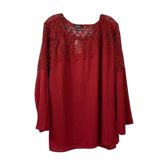Roz & Ali Tops - Roz & Ali Women's Burgundy Blouse